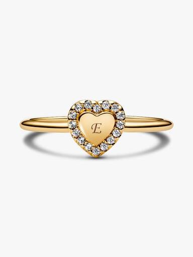 Bague Halo Cœur Gravable Dorée