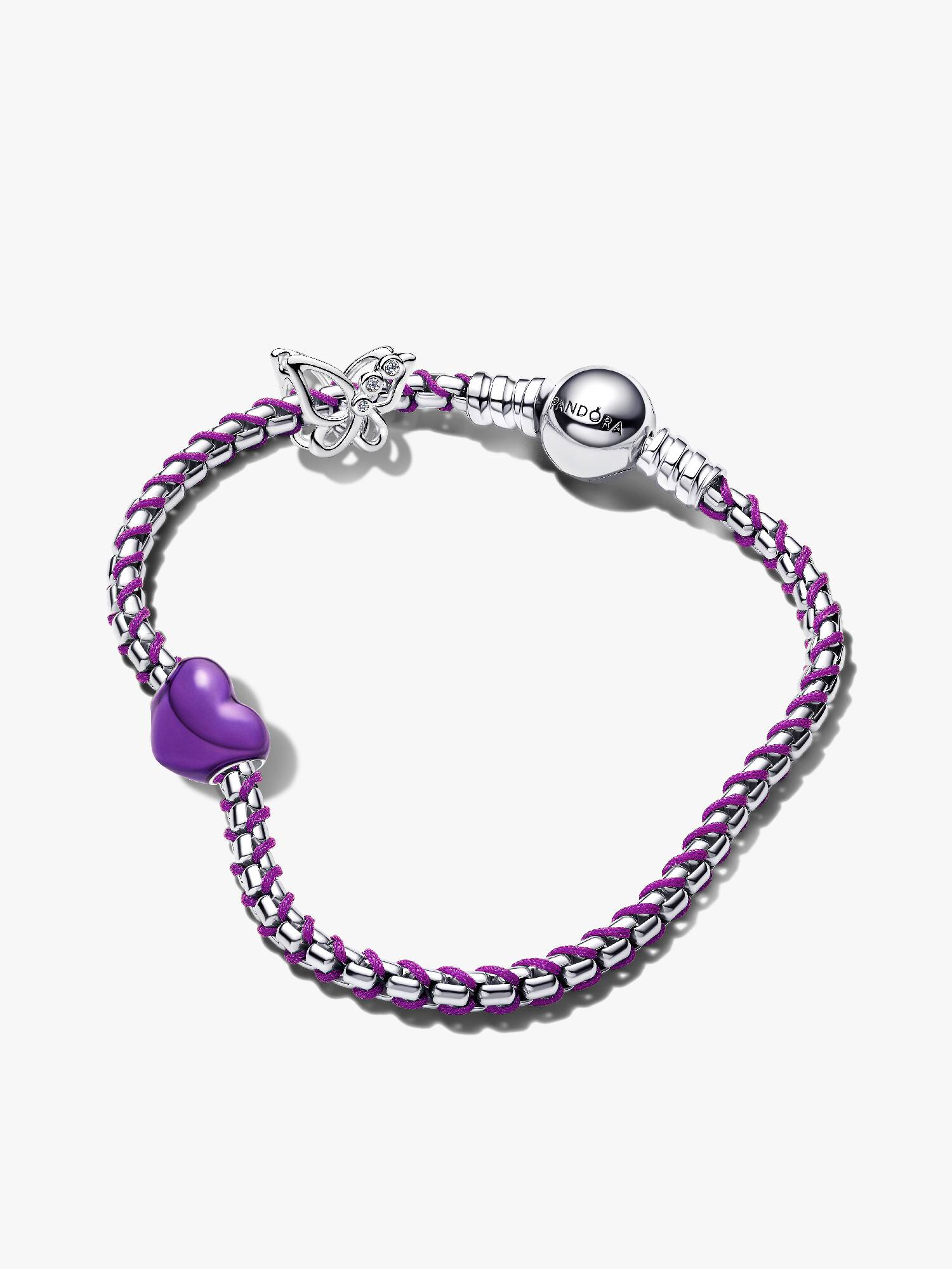 Coffret Cadeau Bracelet Cœur Violet et Papillon