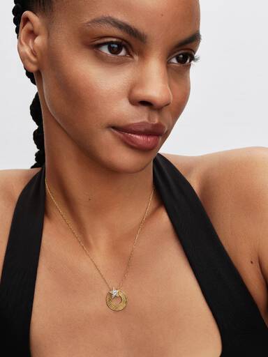 Collier avec Pendentif Étoile Filante Scintillante Doré