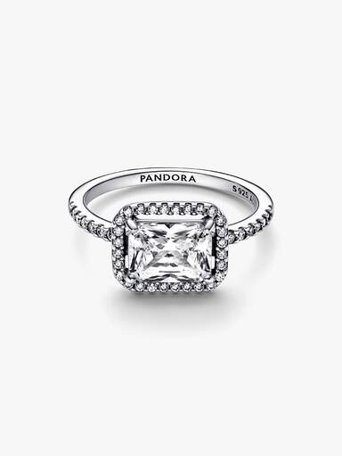 Bague Halo Scintillant Rectangulaire
