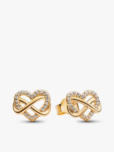 Parure Dorée à l'Or Collier et Clous d'Oreilles Cœur Infini Scintillants