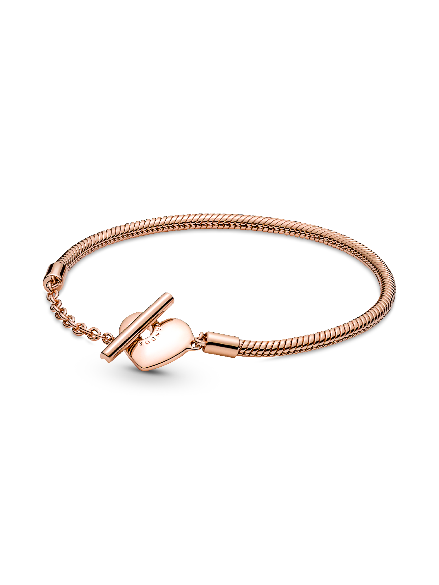 Bracelet Maille Serpent Barre en T Cœur Pandora Moments