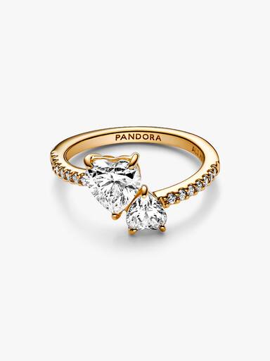 Bague Scintillante Cœur Double