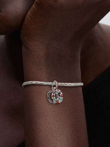 Charm Pendant Double Couronne de Noël