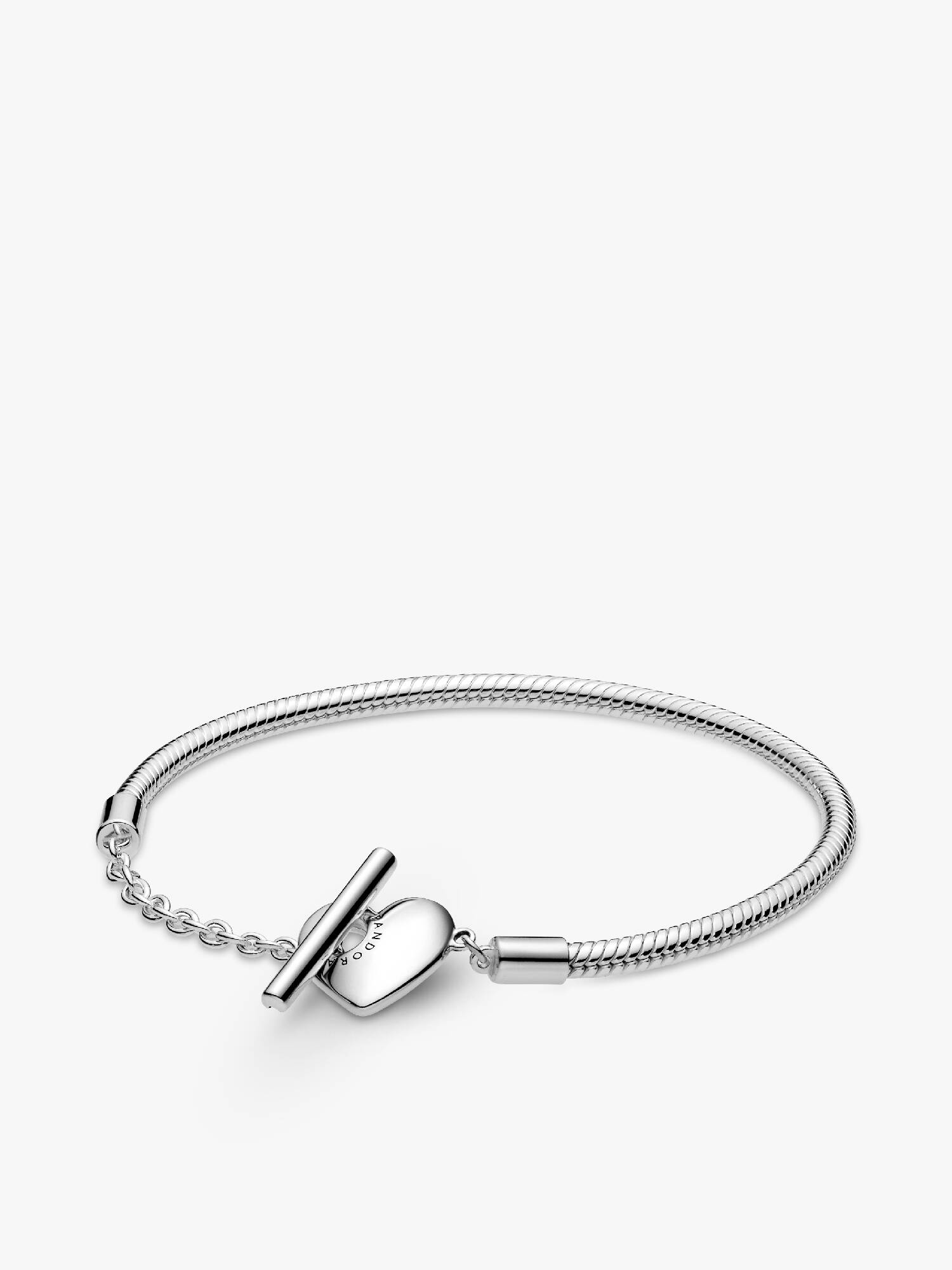 Bracelet Maille Serpent Barre en T Cœur