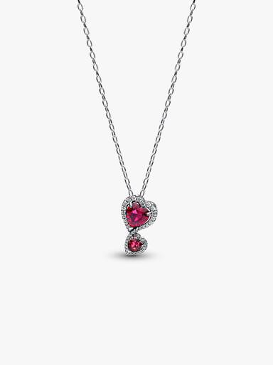 Collier à Pendentif Cœurs Halo Rouge