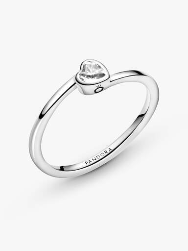 Bague Solitaire Cœur Incliné Incolore