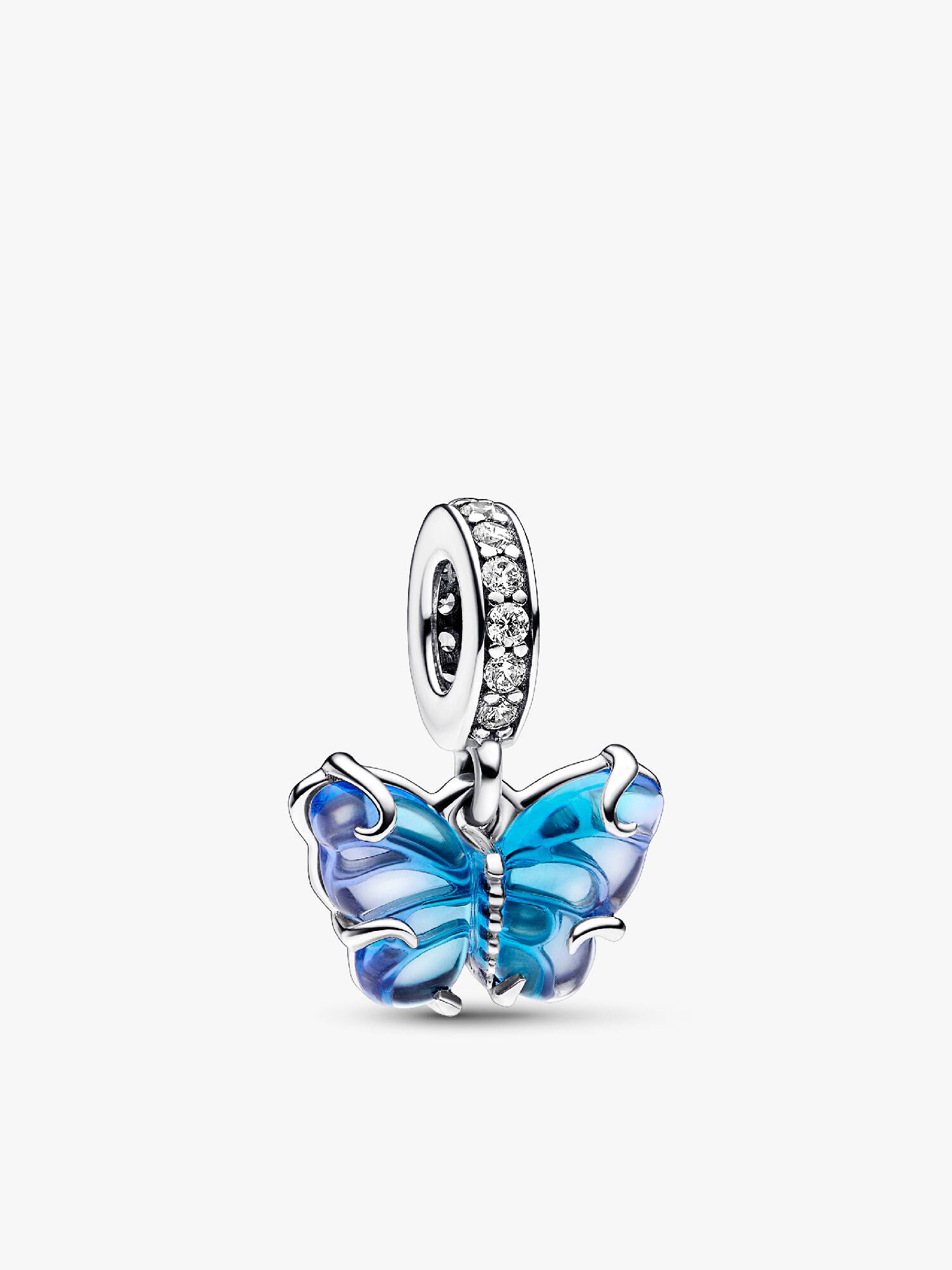 Charm Pendant Papillon en Verre de Murano Bleu