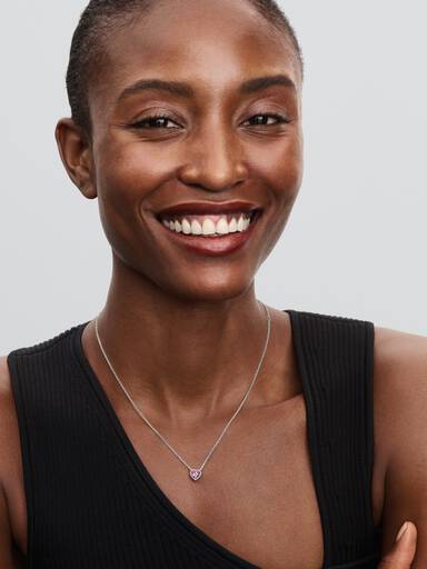 Collier Cœur Surélevé Rose