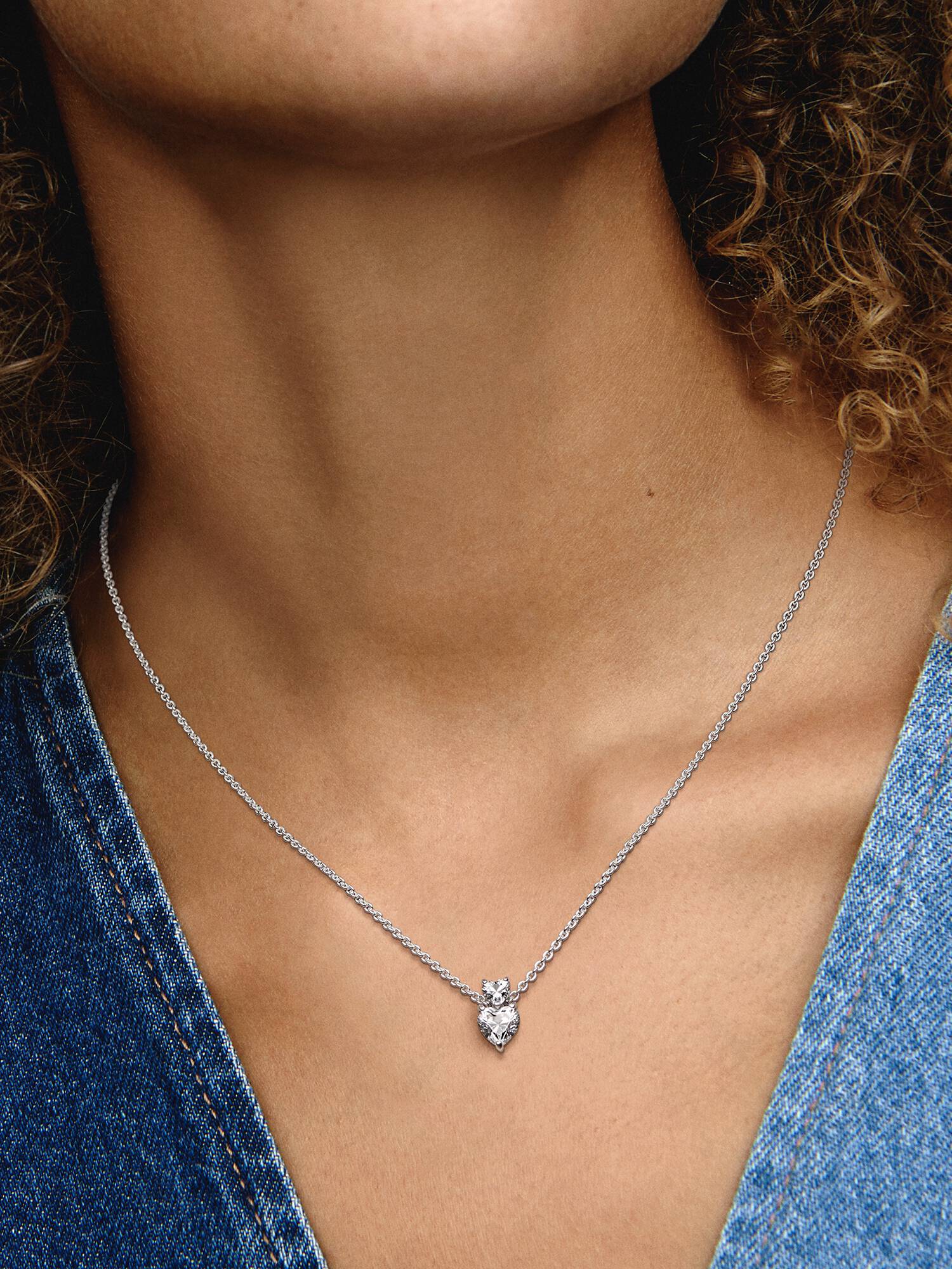 Collier Pendentif Cœur Double Scintillant