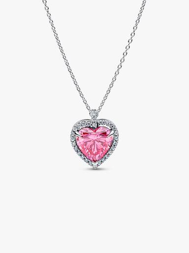 Collier Cœur Halo Rose