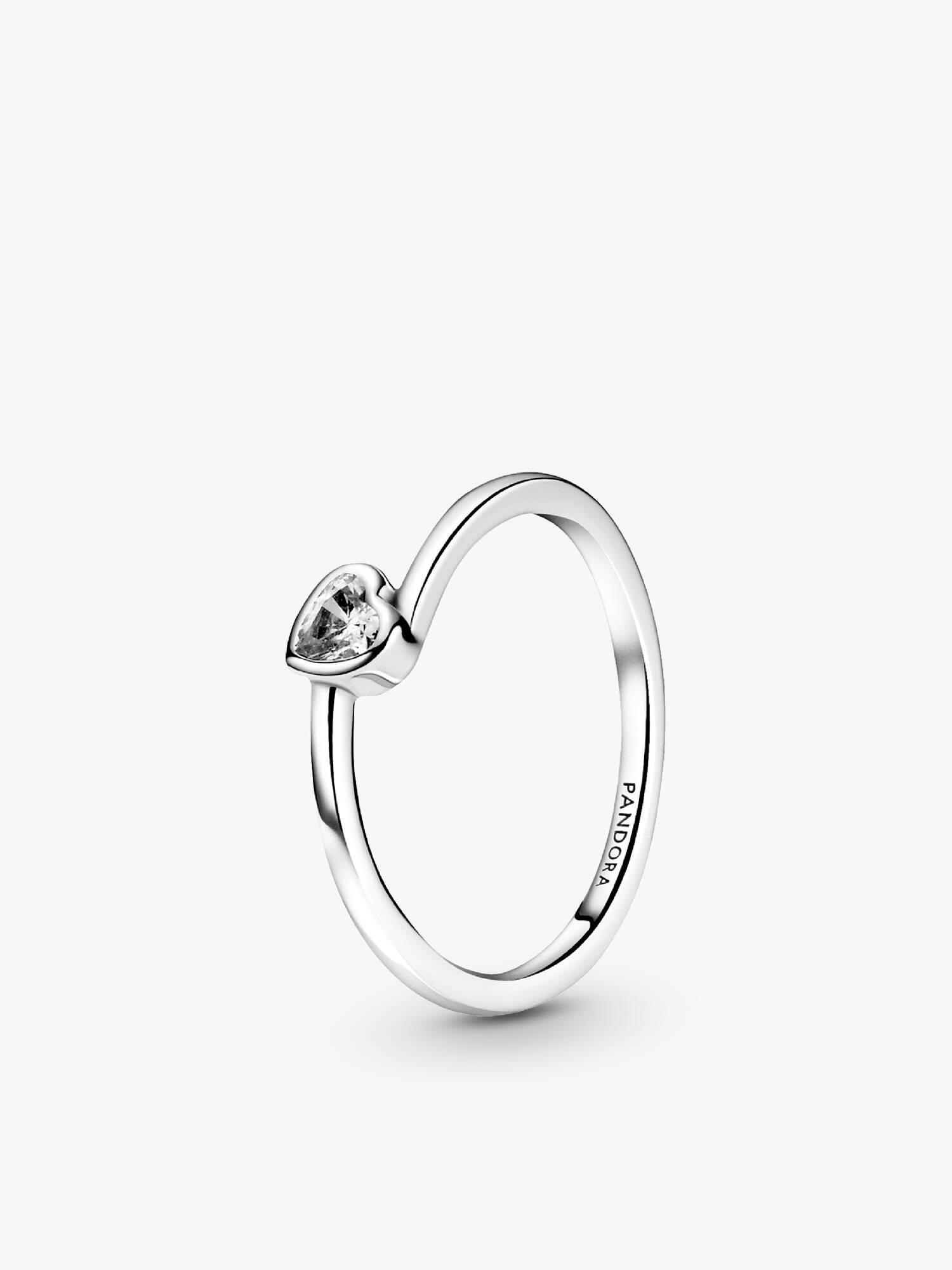 Bague Solitaire Cœur Incliné Incolore