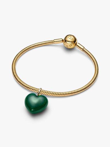 Charm Pendant Cœur Bombé Vert