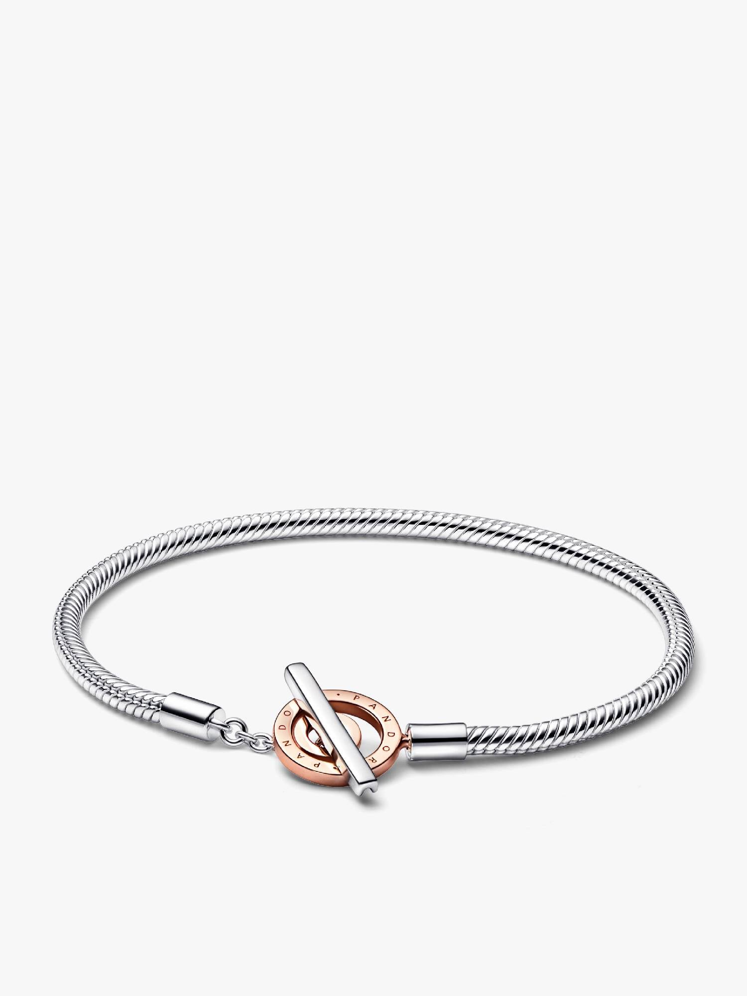 Bracelet Maille Serpent Fermoir en T Bicolore Pandora Moments