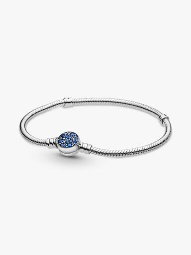 Bracelet Maille Serpent Fermoir Disque Bleu Scintillant