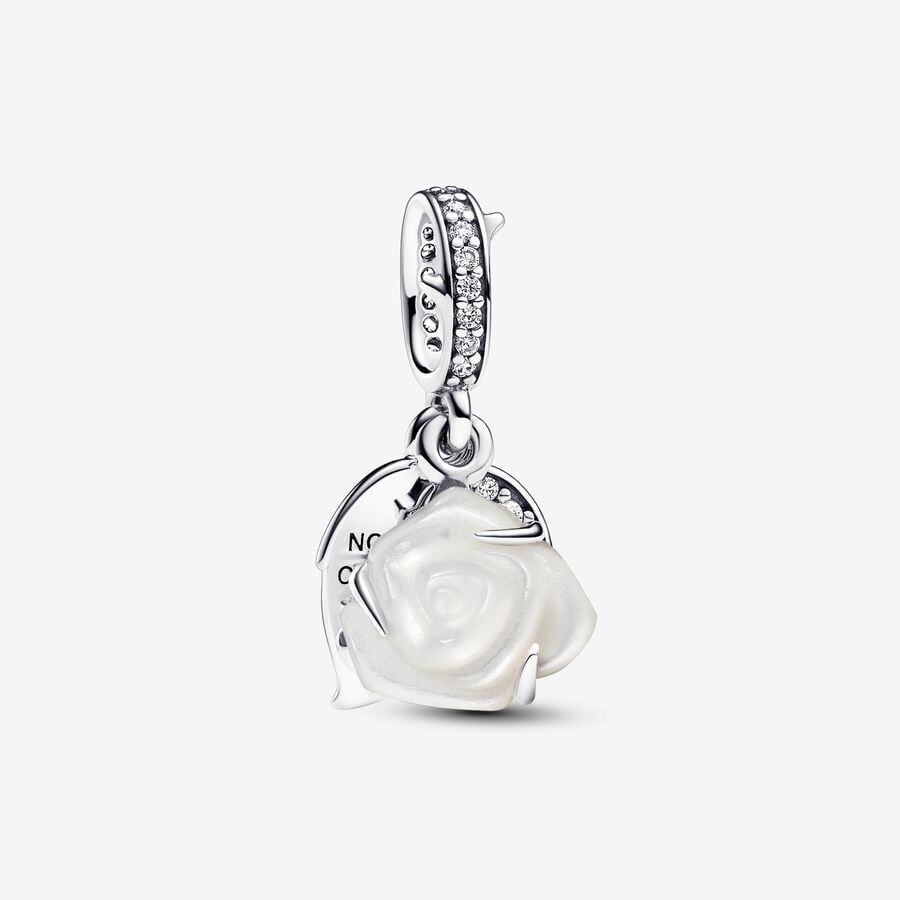 Charm Pendant Double Rose Blanche image number 0