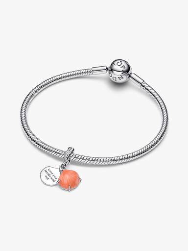 Charm Pendant Double Coquillage Couleur Corail