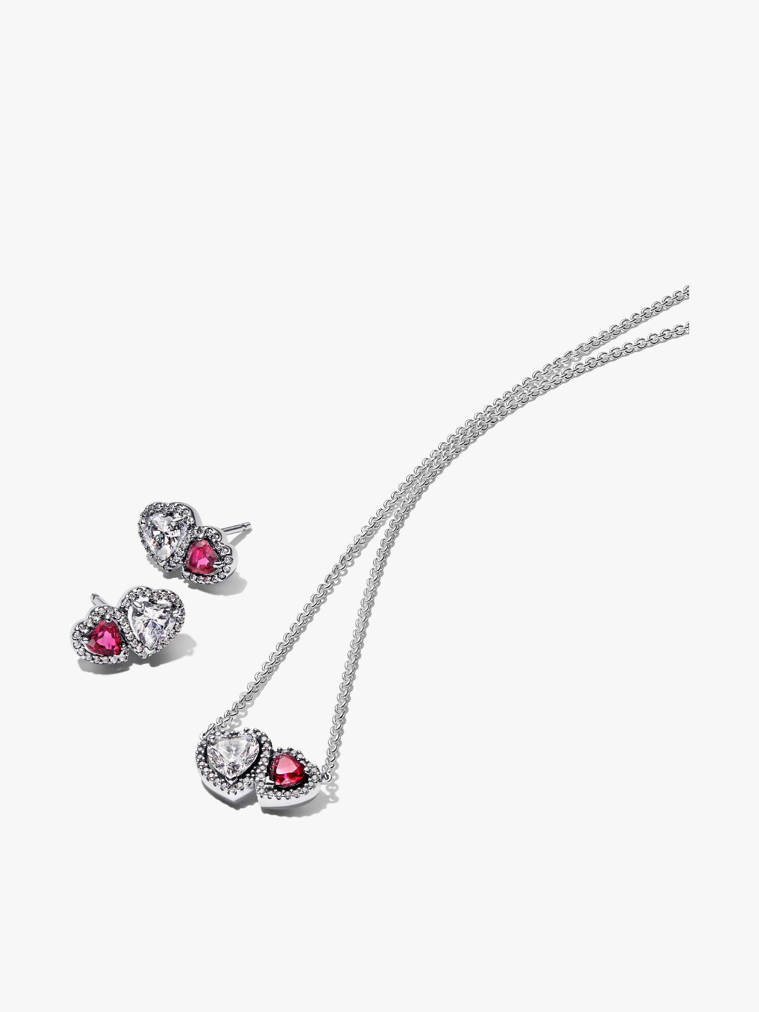 Parure Collier & Clous d'Oreilles Cœurs Halo