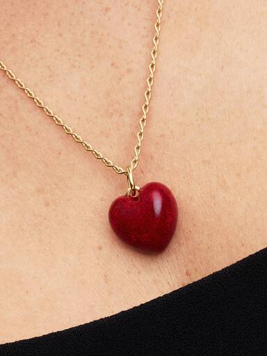 Charm Pendant Cœur Bombé Rouge
