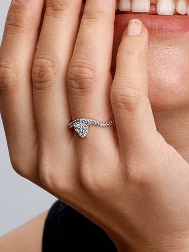 Bague Cœur Pavée Ondulée