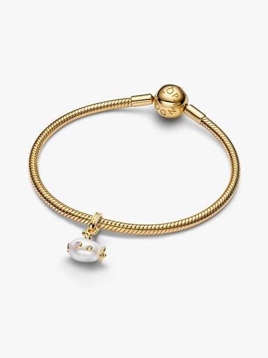 Charm Pendant Sous-Marin et Perle de Culture d’Eau Douce Traitée Baroque Doré