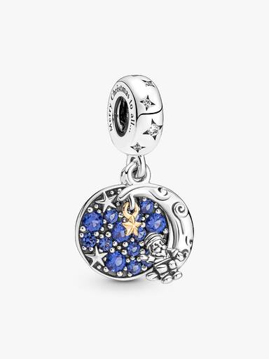Charm Pendant Double Le Père Noël Sur La Lune