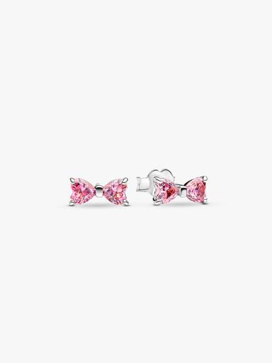 Clous d'Oreilles Nœud Rose Scintillant