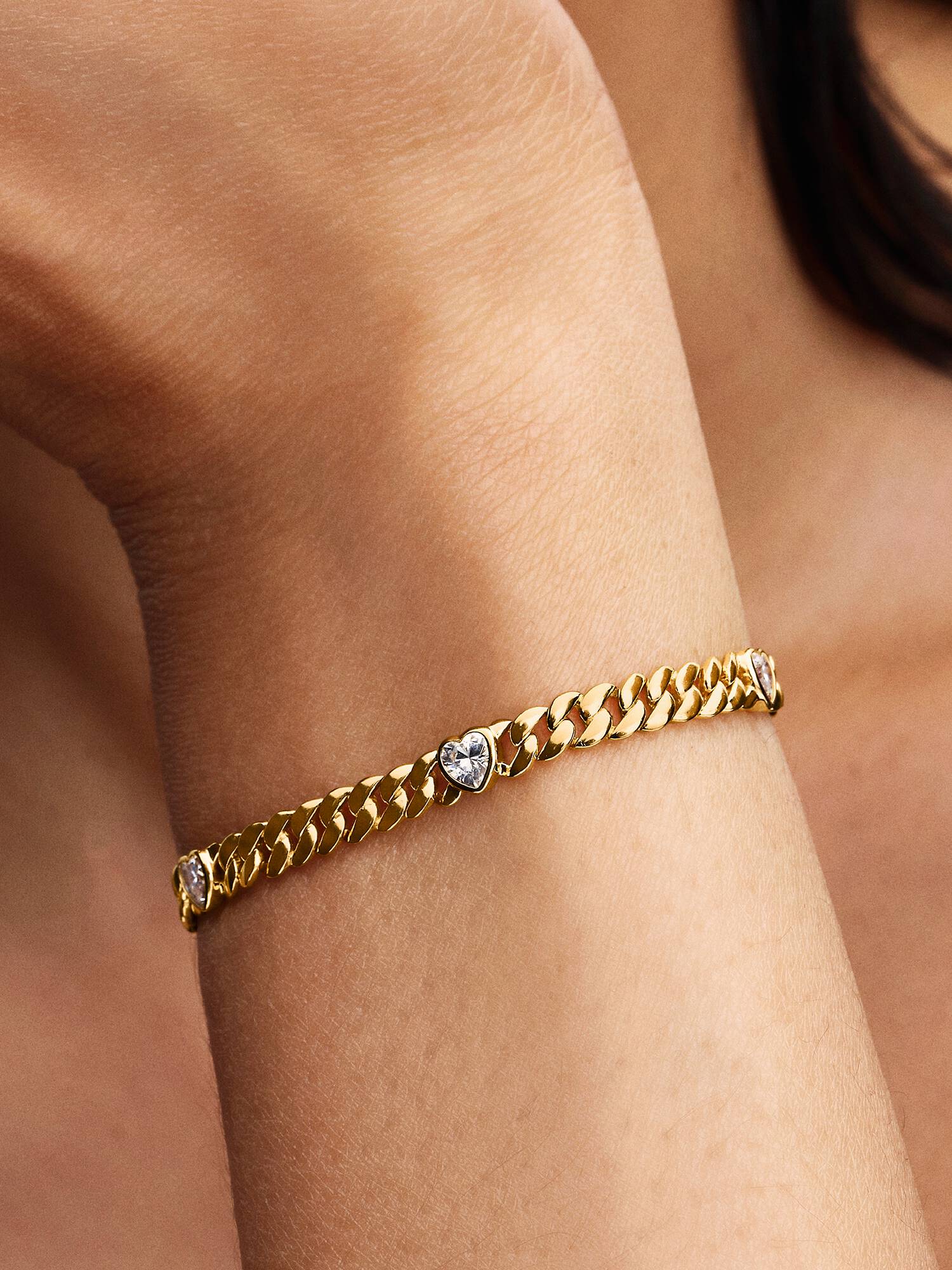 Bracelet Maille Cubaine Cœur Doré