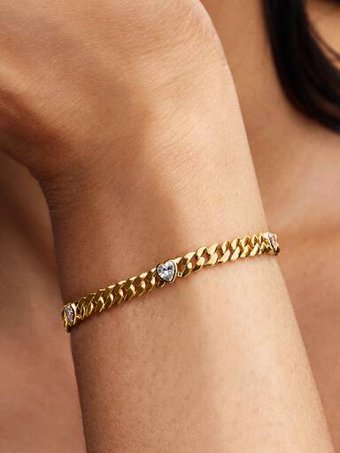 Bracelet Maille Cubaine Cœur Doré
