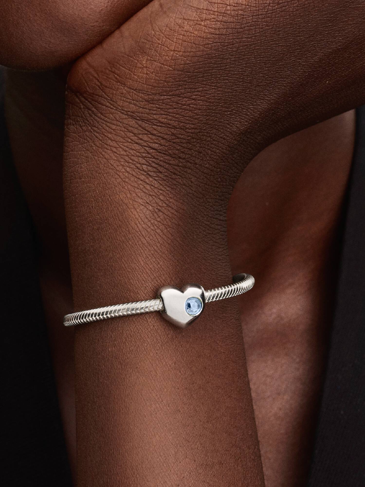 Charm Cœur Pierre Bleu Azur Mer Gravable