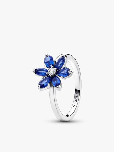 Parure Bague, Collier et Clous d'Oreilles Herbier Bleu Scintillant