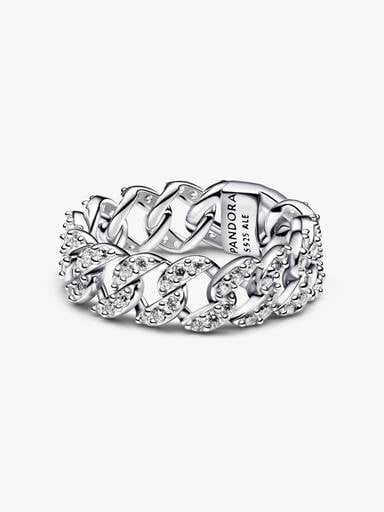 Bague Maille Cubaine Pavée