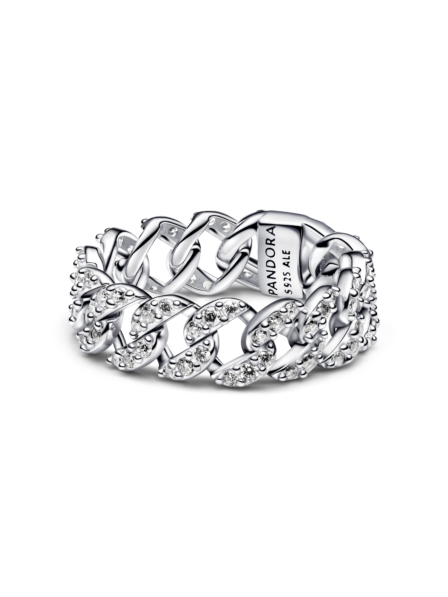 Bague Maille Cubaine Pavée