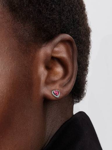 Clous d’Oreilles Cœur Surélevé Rouge
