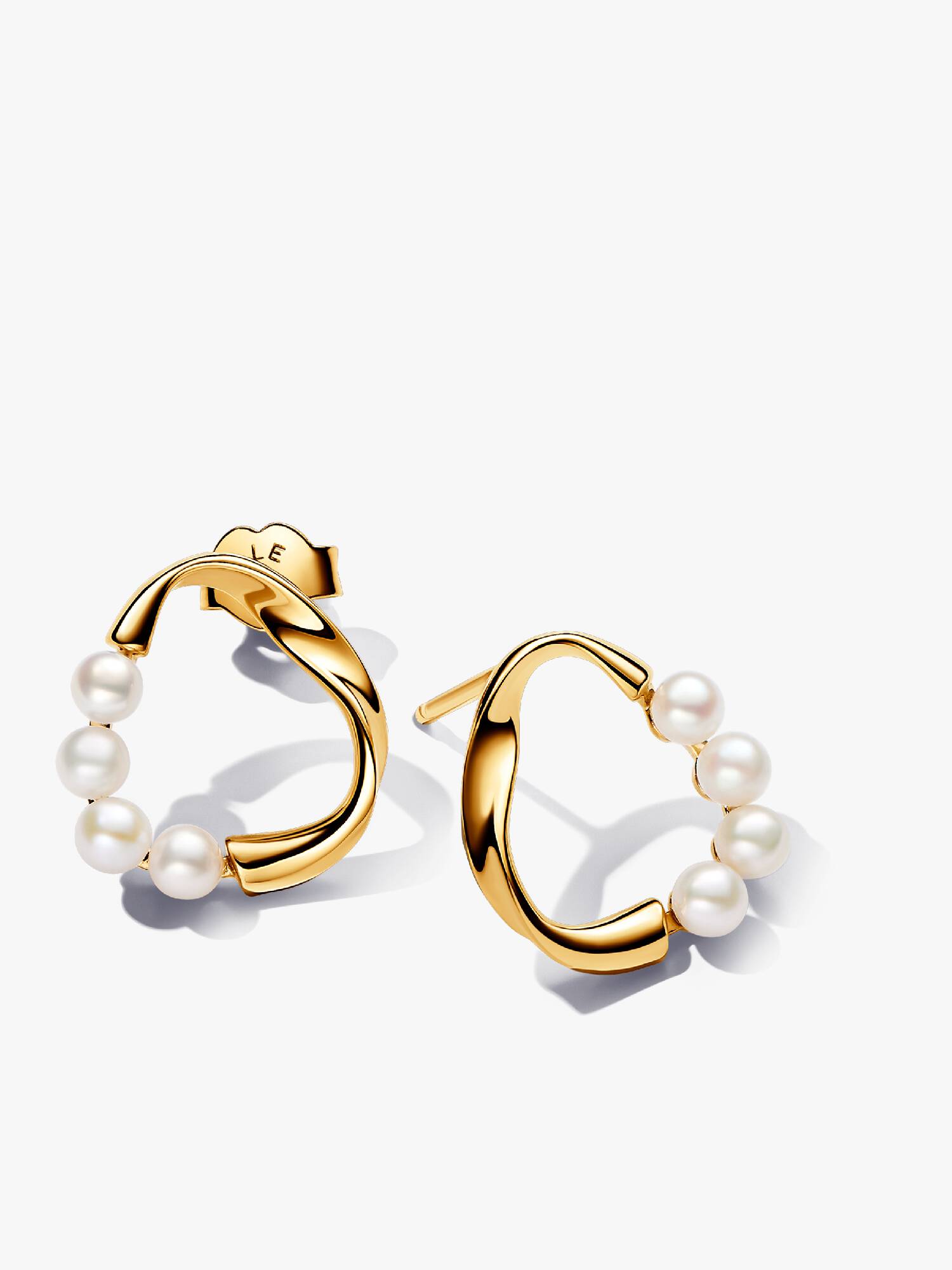 Clous d’Oreilles Cercle de Forme Organique & Perles de Culture d'Eau Douce Traitées