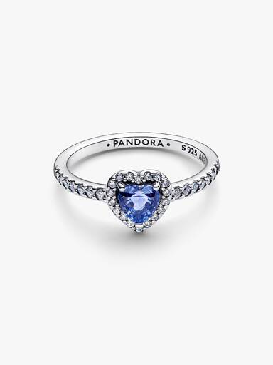 Bague Cœur Surélevé Bleuet Scintillant