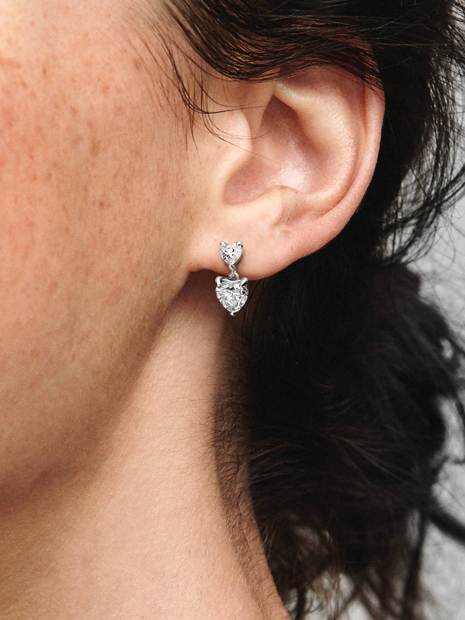 Clous d'Oreilles Scintillants Cœur Double