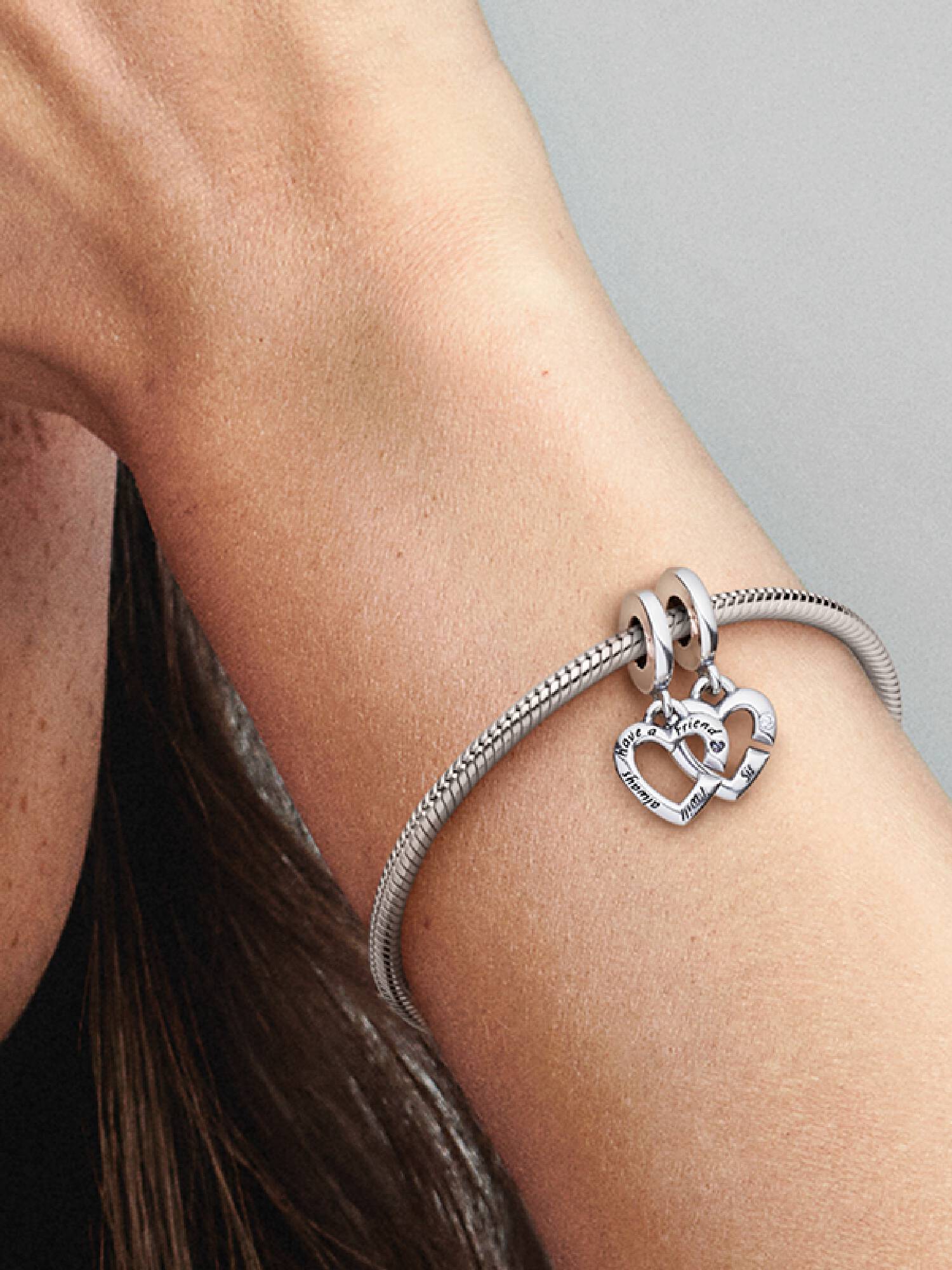 Charm Pendant Séparable Cœurs de Sœurs Entrelacés