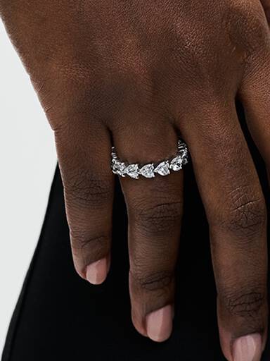 Bague Couronne de Cœurs Incolores