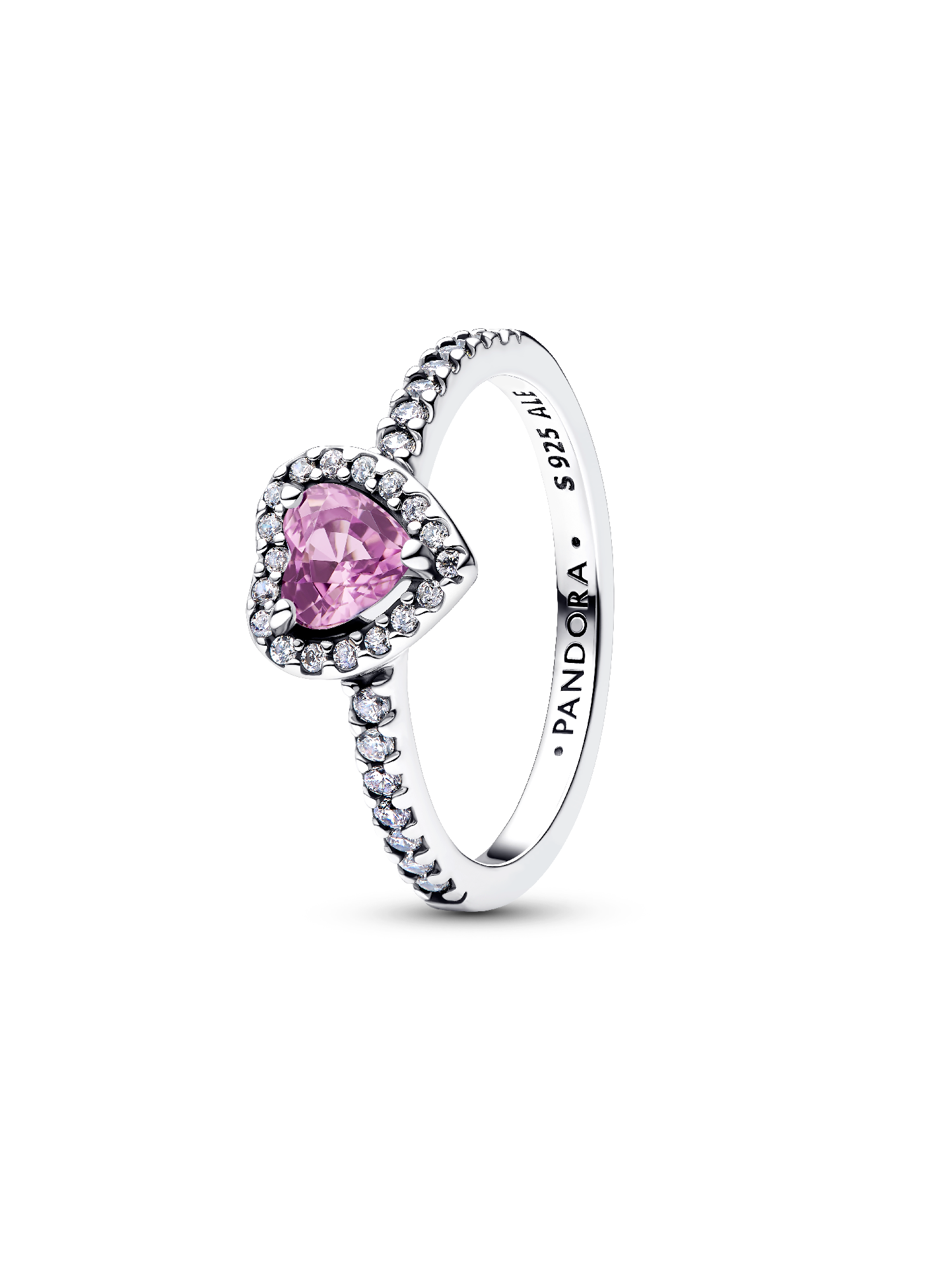 Bague Cœur Violet Clair Surélevé