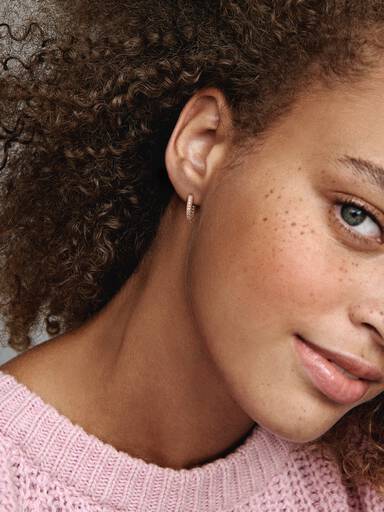 Boucles d'Oreilles Créoles Cœur Pavé