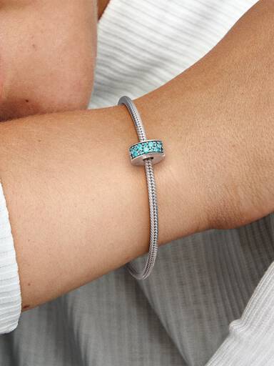 Charm Clip Pavé Bleu-Vert
