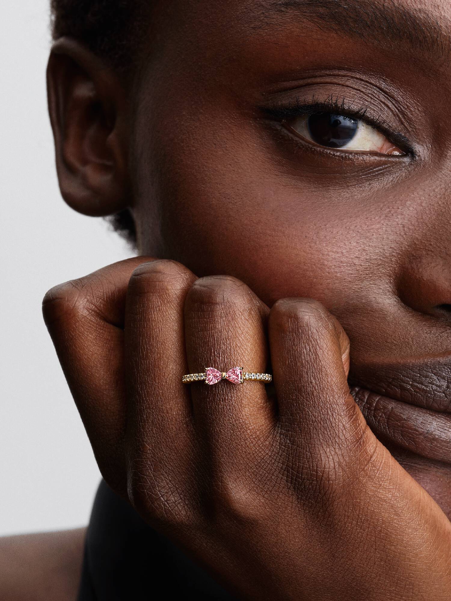 Bague Nœud Rose Scintillant