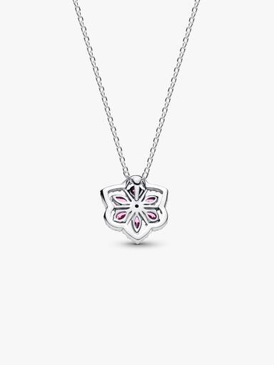Collier avec Pendentif Fleur Rose Herbier Scintillant