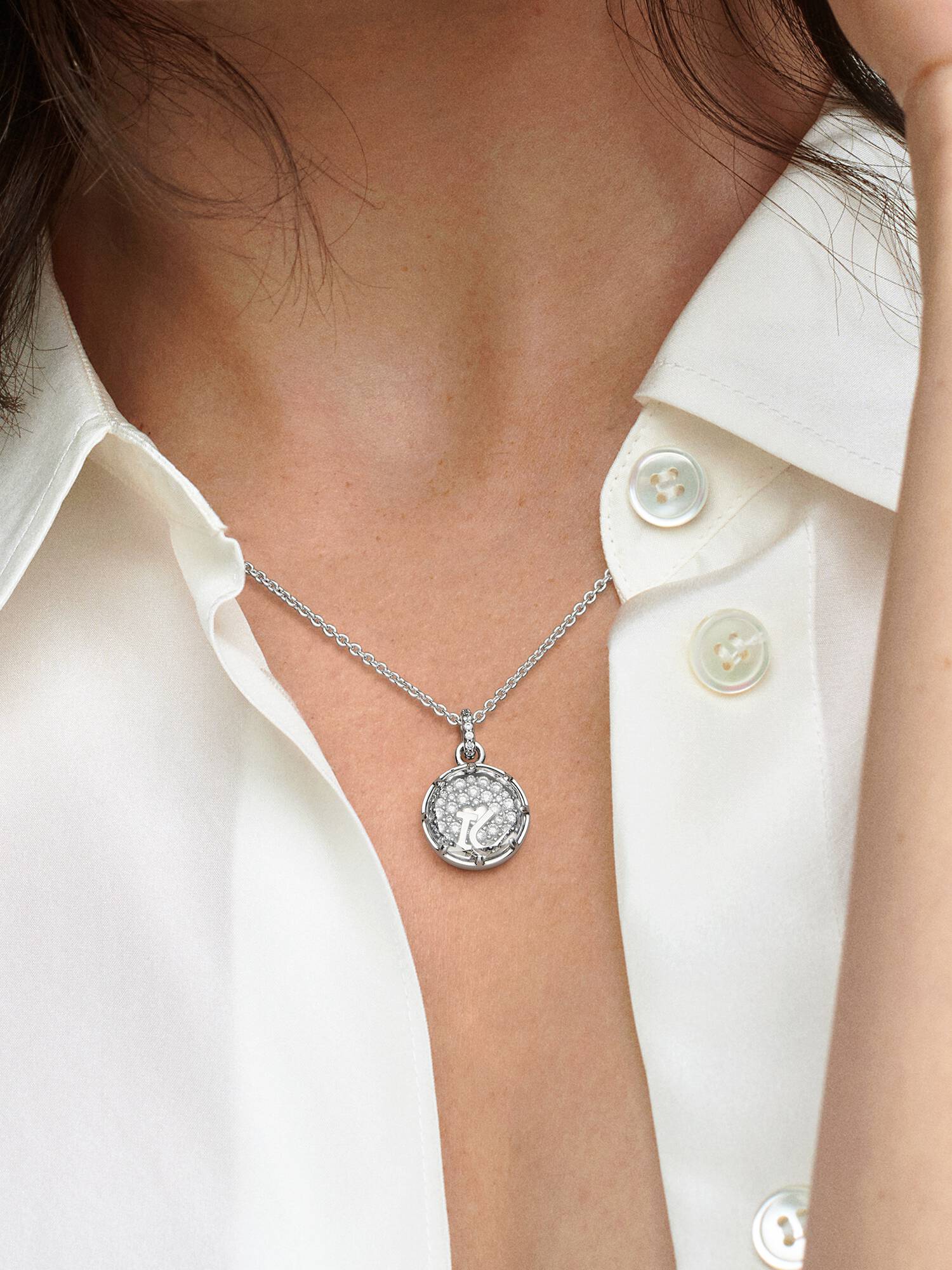 I love u sterling silver pendant with clear cubic zirconia, clear crystal and necklace