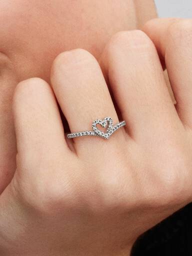 Bague Cœur Chevron Scintillante