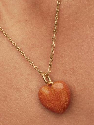 Charm Pendant Cœur Bombé Orange