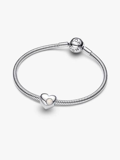 Charm Cœur Pierre Blanche Gravable