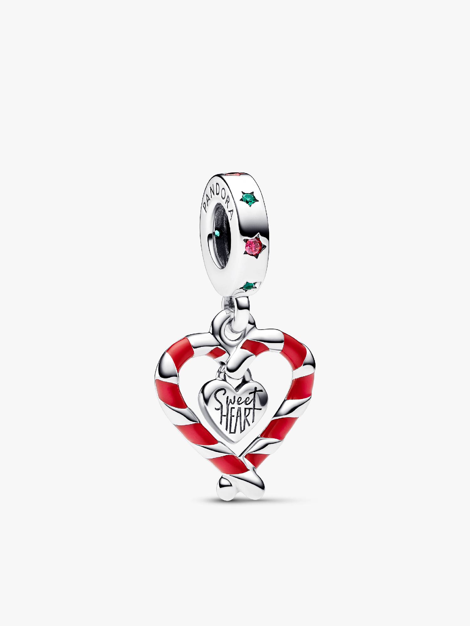 Charm Pendant Double Cœur de Noël Sucre d’Orge