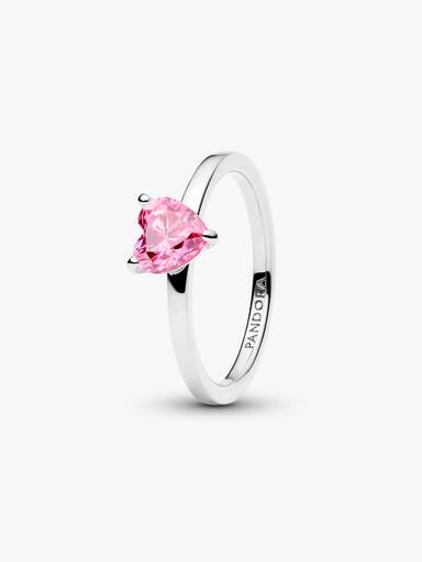 Bague Solitaire Cœur Rose Scintillant